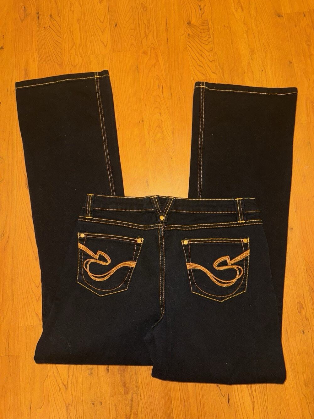 Southpole Womens Jeans Silver & Gold Emblem With Embellished Back Pockets Sz 13